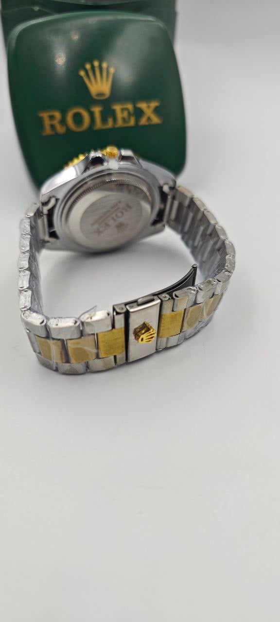 ROLEX KİLİT ALTI MARKA LOGOLU ÇİFT RENK İÇİ YEŞİL SUBMARİNA SAAT