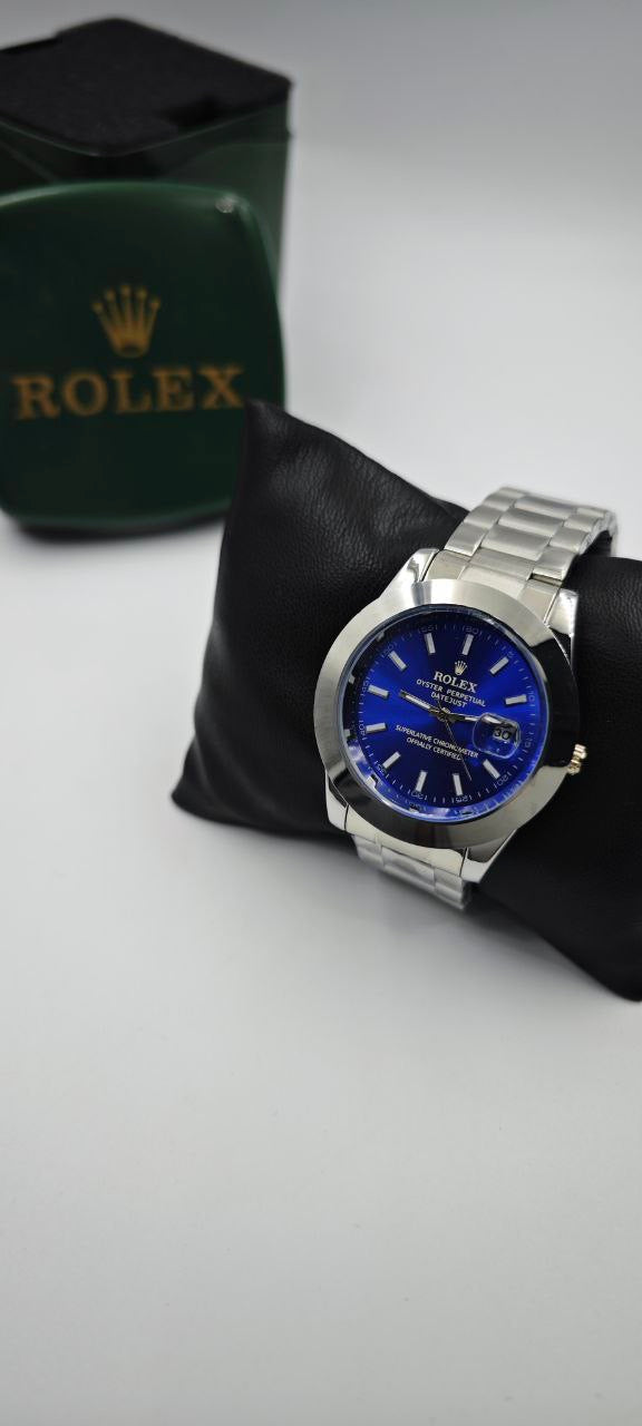 ROLEX DIŞI GÜMÜŞ İÇİ MAVİ SAAT