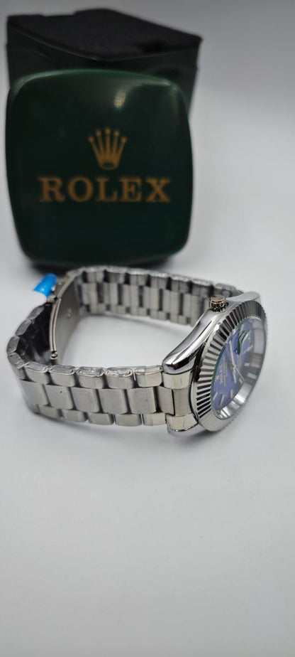 ROLEX DIŞI GÜMÜŞ İÇİ MAVİ SAAT