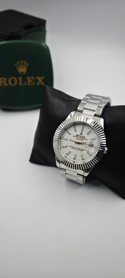 ROLEX DIŞI GÜMÜŞ İÇİ BEYAZ SAAT