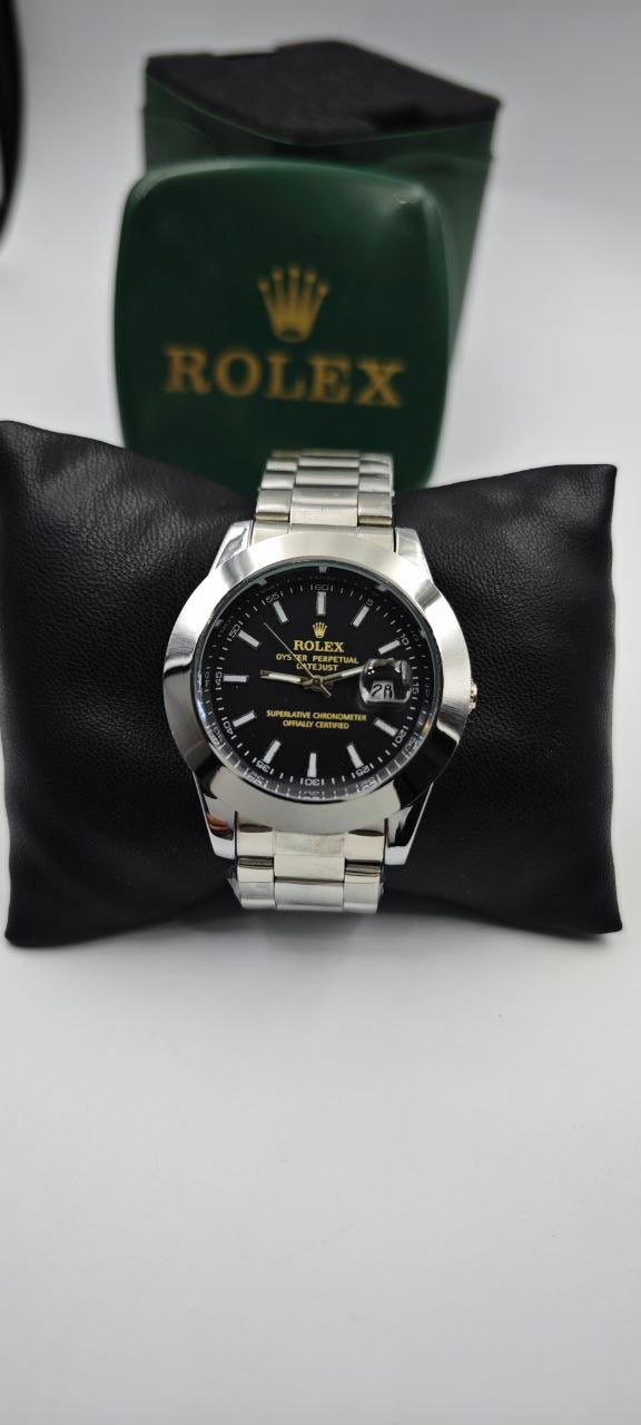 ROLEX İÇİ SİYAH DIŞI GÜMÜŞ SAAT