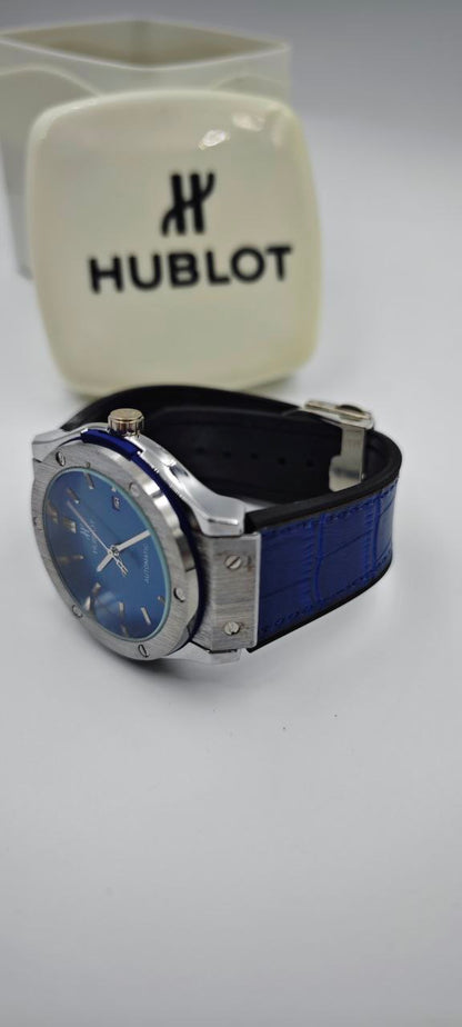 HUBLOT GENEVE PLASTİK KORDON MAVİ SAAT