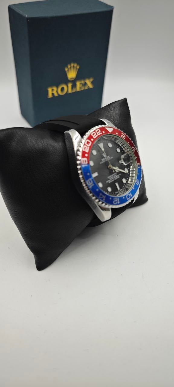 ROLEX SLİKON SİYAH (kırmızı+mavi) SAAT