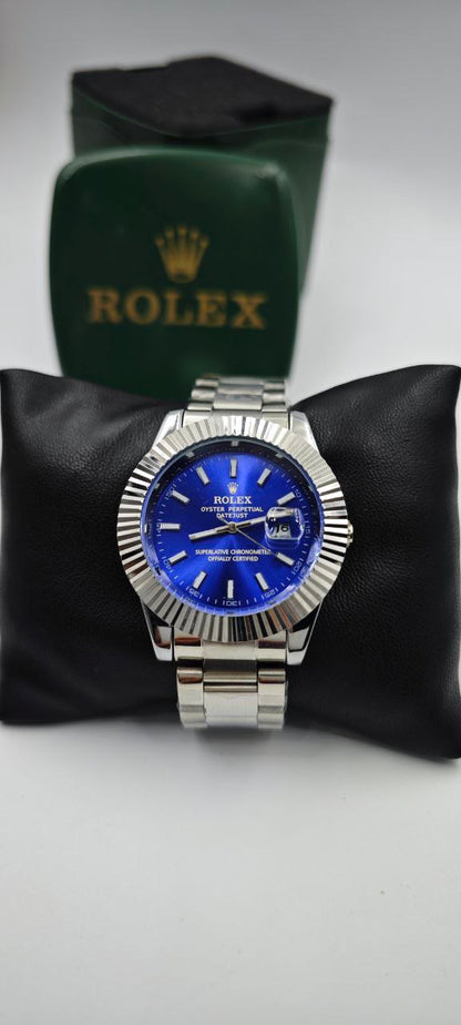 ROLEX DIŞI GÜMÜŞ İÇİ MAVİ SAAT