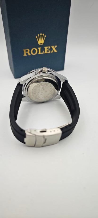 ROLEX SLİKON SİYAH (kırmızı+mavi) SAAT