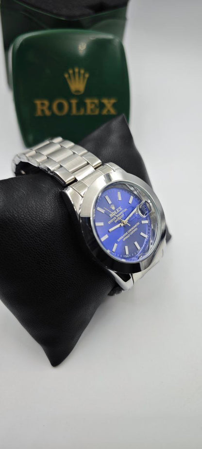 ROLEX DIŞI GÜMÜŞ İÇİ MAVİ SAAT