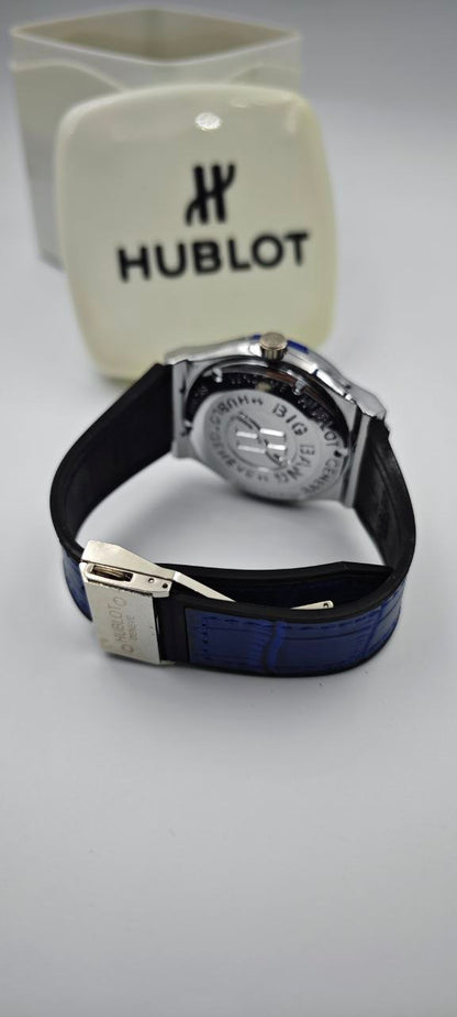 HUBLOT GENEVE PLASTİK KORDON MAVİ SAAT