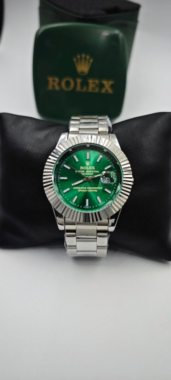 ROLEX İÇİ YEŞİL DIŞI GÜMÜŞ SAAT